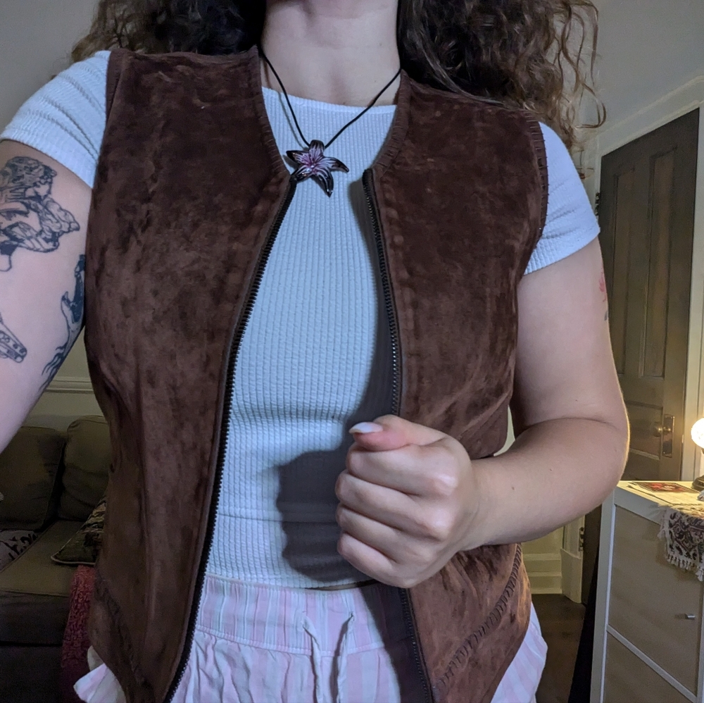 Vintage Brown Suede Cowboy Boho Vest